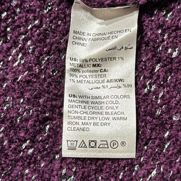 Chicos Shine V-Neck Pullover Sweater Mystique Purple Metallic Size 2 L NEW - Picture 6 of 6